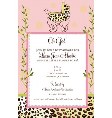 Baby Shower Invitations, Leopard Carriage Girl, Bella Ink